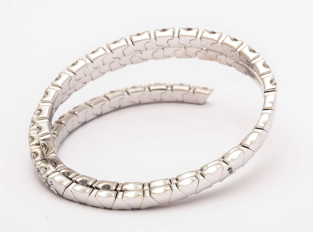 Diamond White Gold Spring Bangle Bracelet For Sale at 1stDibs gold spring bracelet, bracelet