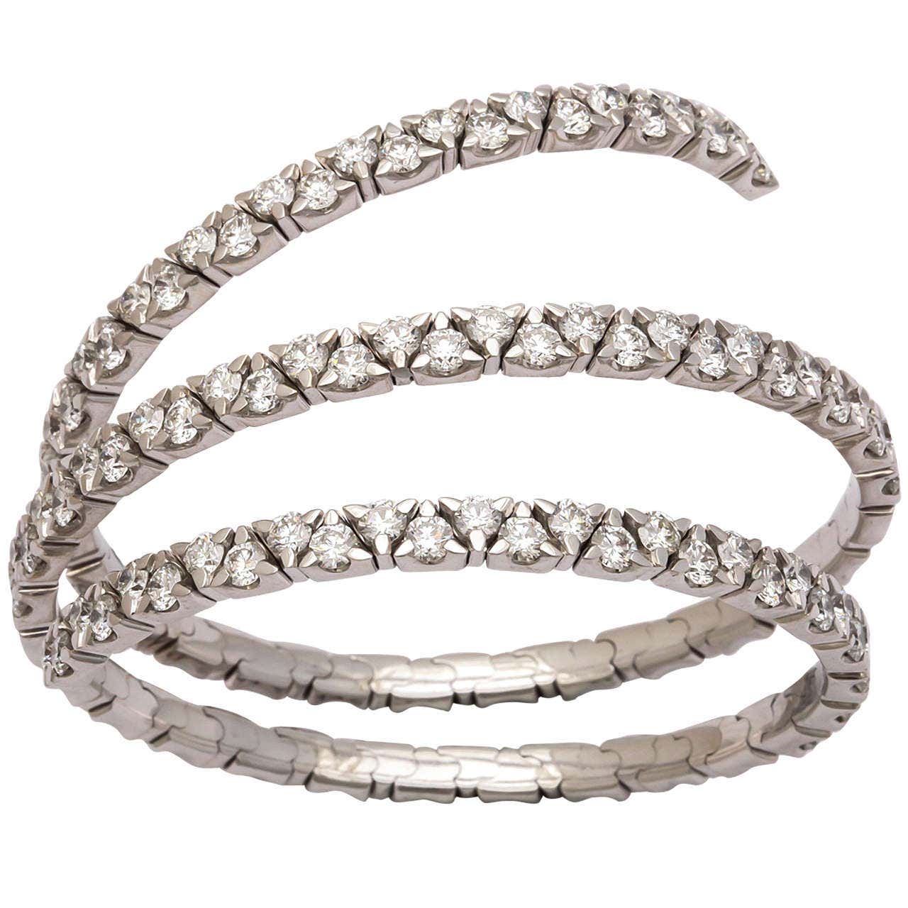 Spring Bangles Diamond White Gold Spring Bangle Bracelet For Sale at 1stDibs | gold ...