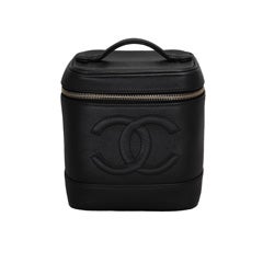 Vintage Chanel Black Cavier Skin Vanity Bag