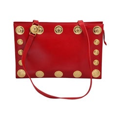Gianni Versace Couture Red Large Tote Bag with Medusas 