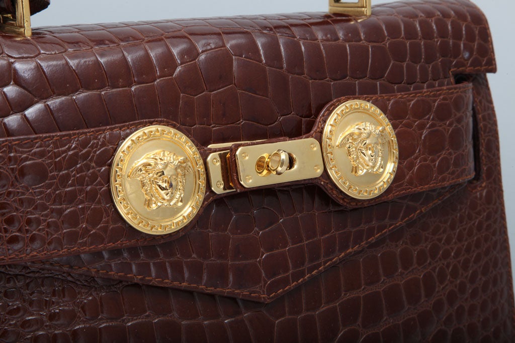 Women's GIANNI VERSACE COUTURE CROC EMBOSSED BAG WITH MEDUSAS