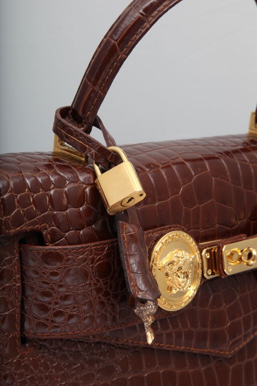 GIANNI VERSACE COUTURE CROC EMBOSSED BAG WITH MEDUSAS 1
