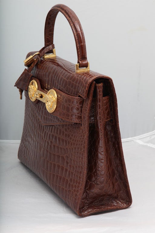 GIANNI VERSACE COUTURE CROC EMBOSSED BAG WITH MEDUSAS 2