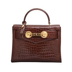 GIANNI VERSACE COUTURE CROC EMBOSSED BAG WITH MEDUSAS