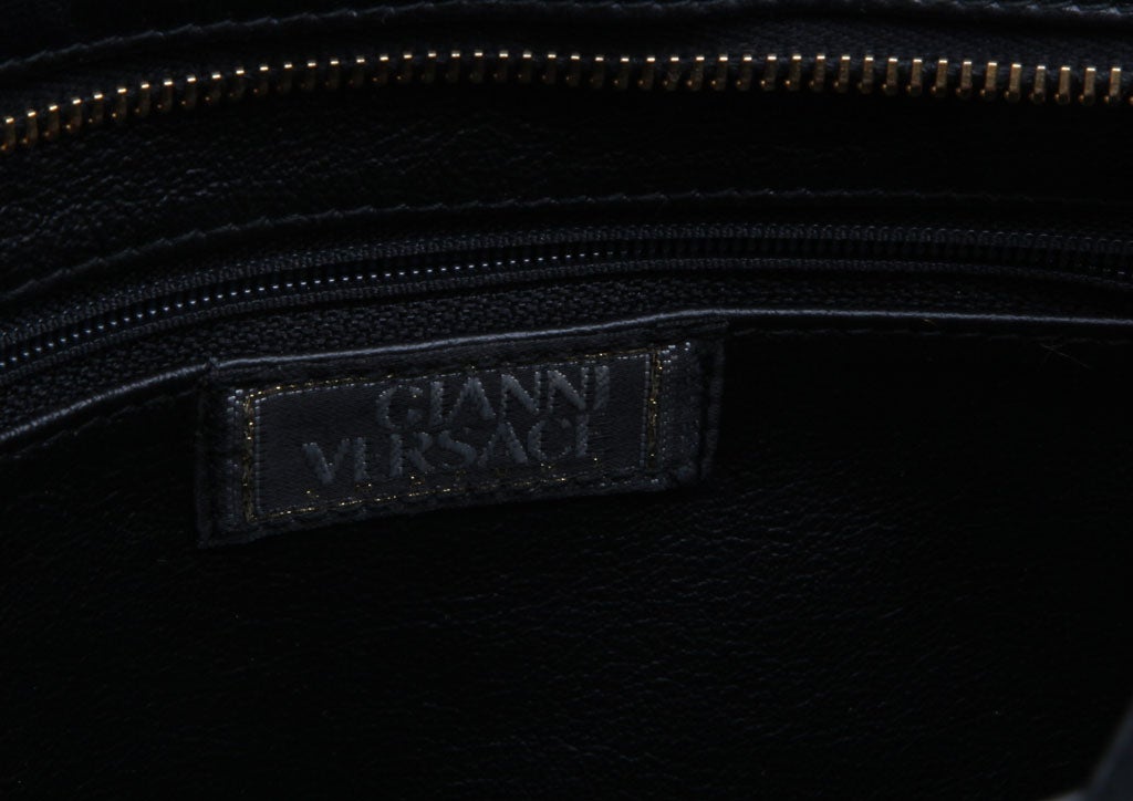 Gianni Versace Couture Black Shoulder Bag with Gold Medusa M 1