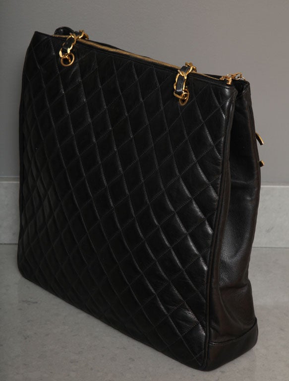 Chanel Black Tote Bag with Quilted Details 1
