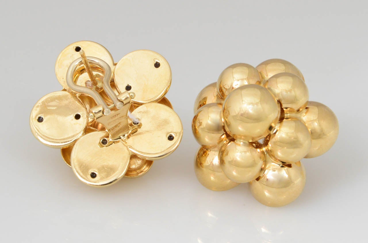 Highly Stylized Gold Bubble Ball Earrings 1