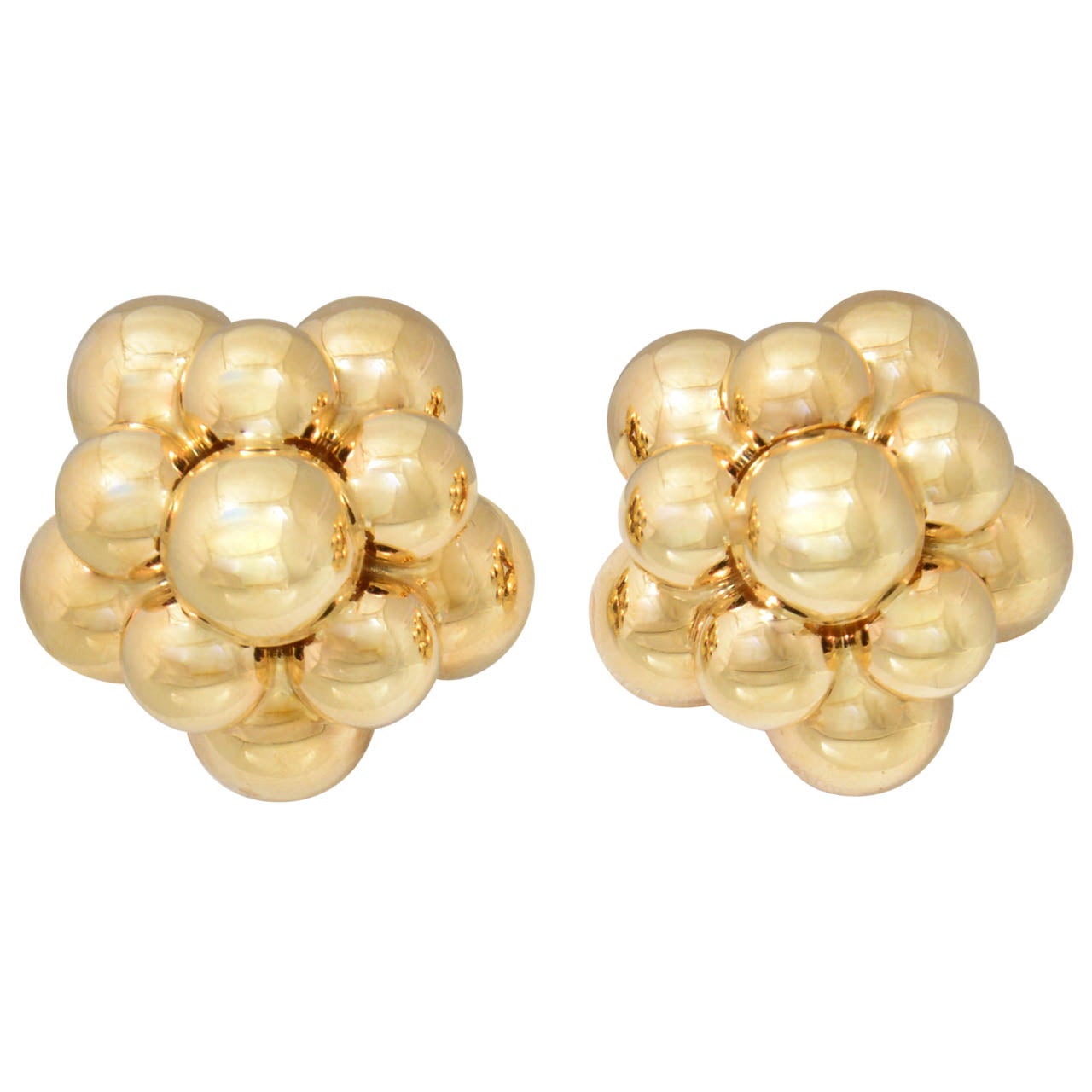 Highly Stylized Gold Bubble Ball Earrings