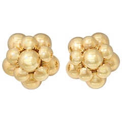Highly Stylized Gold Bubble Ball Earrings