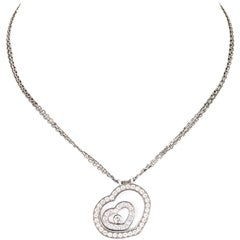 CHOPARD "Happy Spirit" Schwebender Diamant-Weißgold Herz-Anhänger Halskette