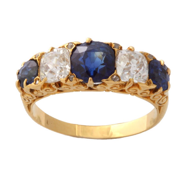 Antique Sapphire and Diamond RIng For Sale