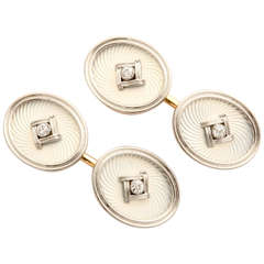 Enamel Diamond Gold Cufflinks 2