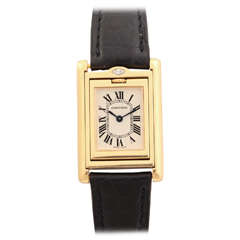 Vintage Cartier Lady's Yellow Gold and Diamond Tank Basculante Collection Privee Watch