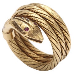 Lalaounis Expandable Snake Ring w Ruby Eyes