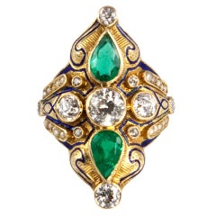 Victorian Pearl Emerald Diamond Gold Ring