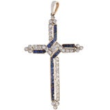 Antique Diamond & Sapphire Cross Pendant 7