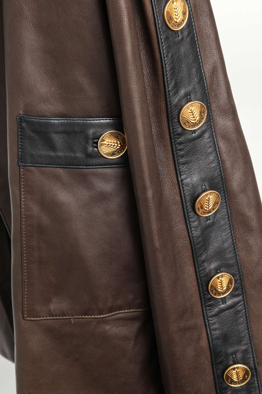 Chanel Leather Jacket with CC Buttons 3