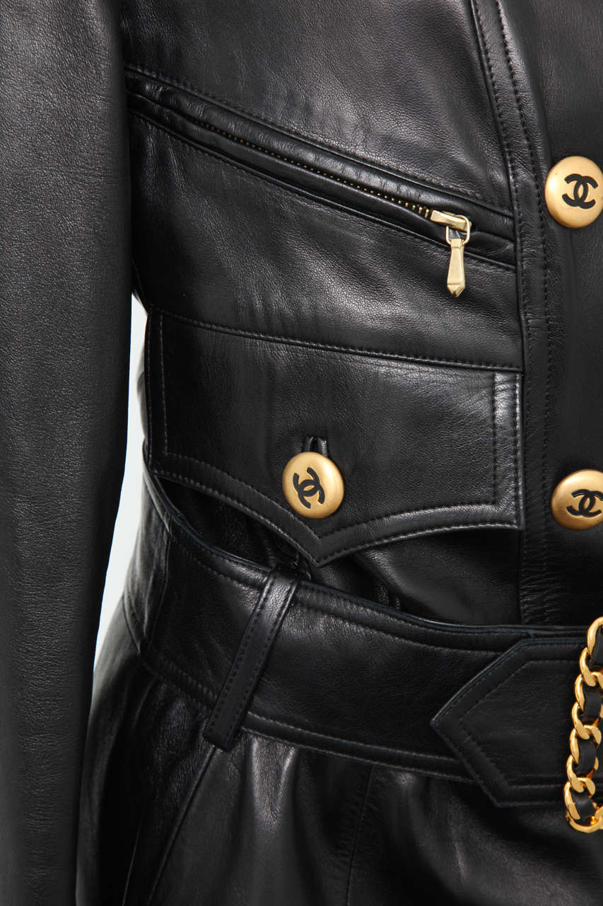 chanel leather trench coat