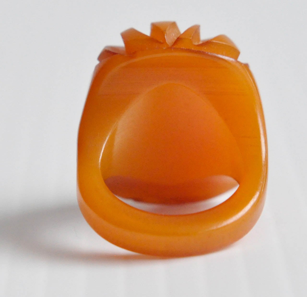 Women's Carved Butterscotch Bakelite Ring