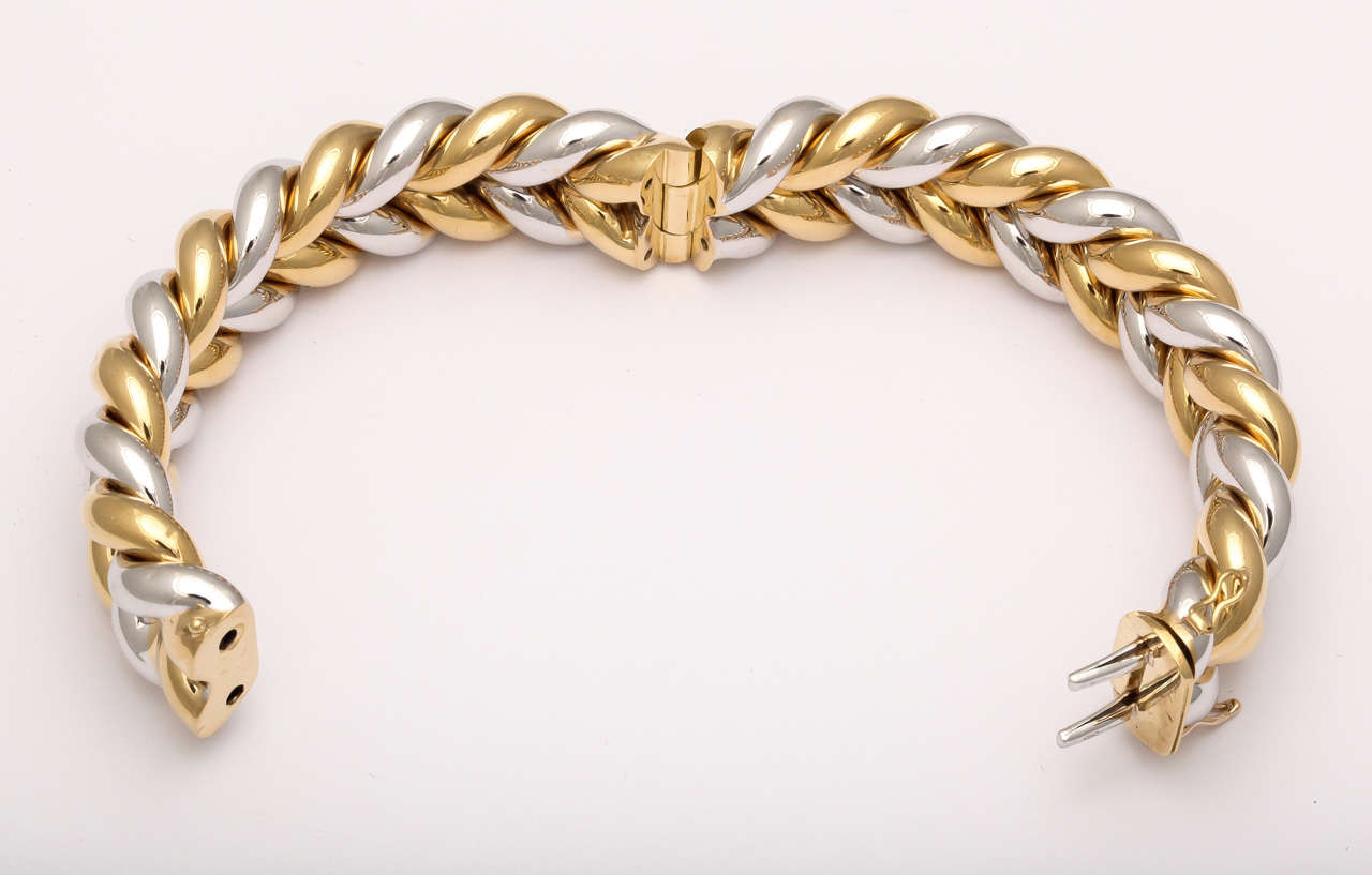 Women's or Men's Two Color Woven Gold Bracelet