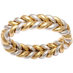Two Color Woven Gold Bracelet