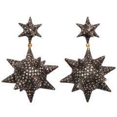 Rebecca Koven Diamond Silver Gold Mace Earrings