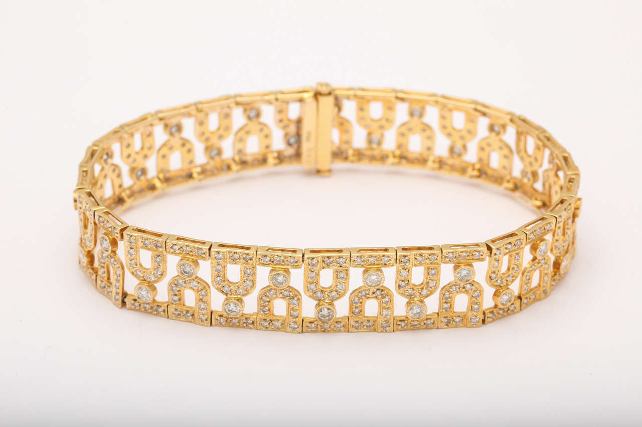Pave Diamond Gold Bracelet with Repeated Design