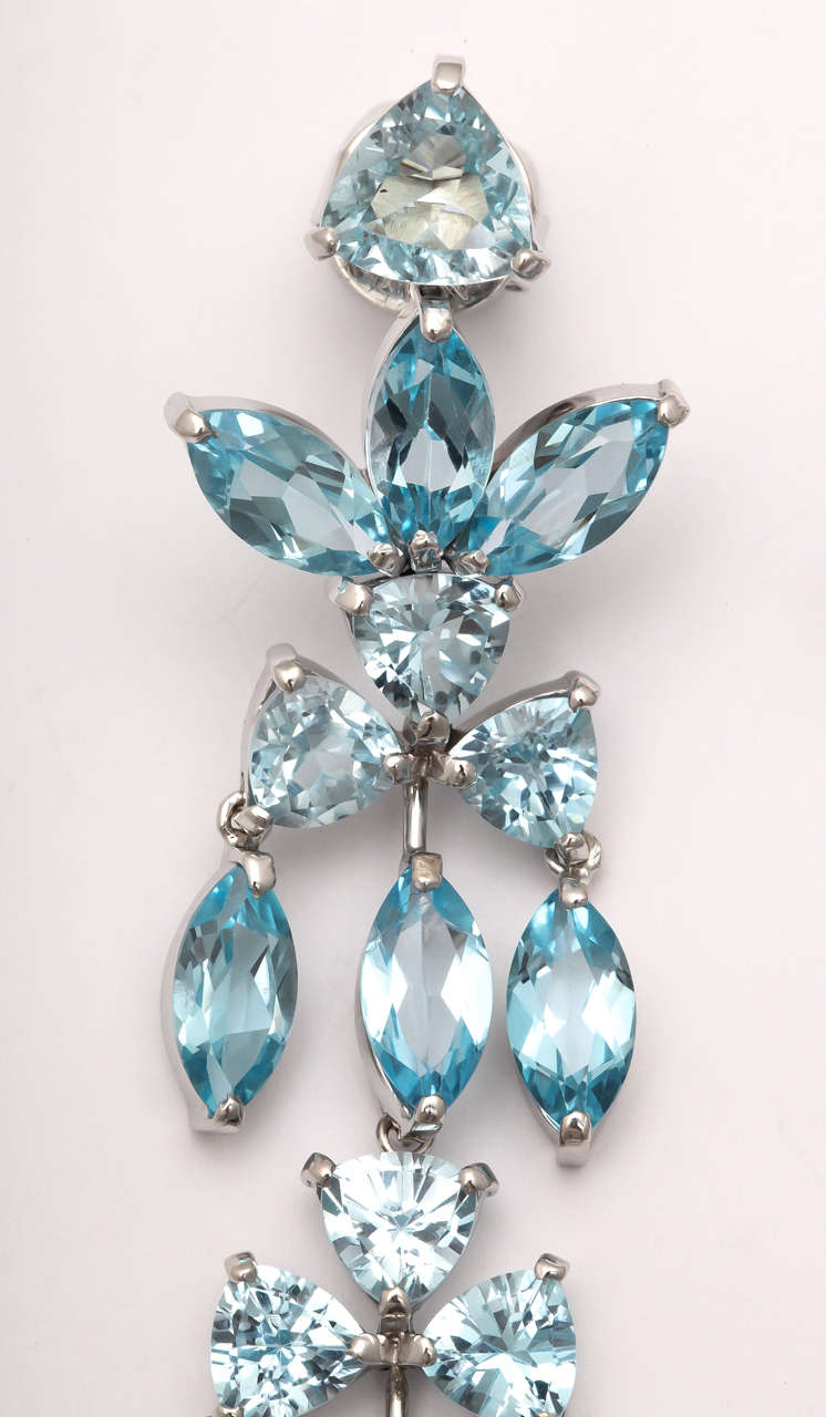 Women's Aquamarine Blue Topaz White Gold Drop Earrings