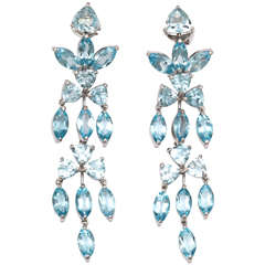 Aquamarine Blue Topaz White Gold Drop Earrings