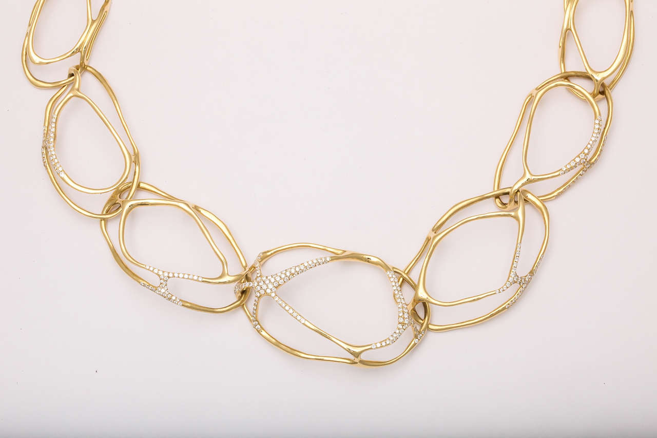Ippolita Diamond Sprinkled Gold Necklace In Excellent Condition In New York, NY