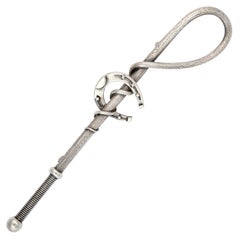 Dramatic Sterling Silver Equestrian Riding Crop Pin By Shiebler