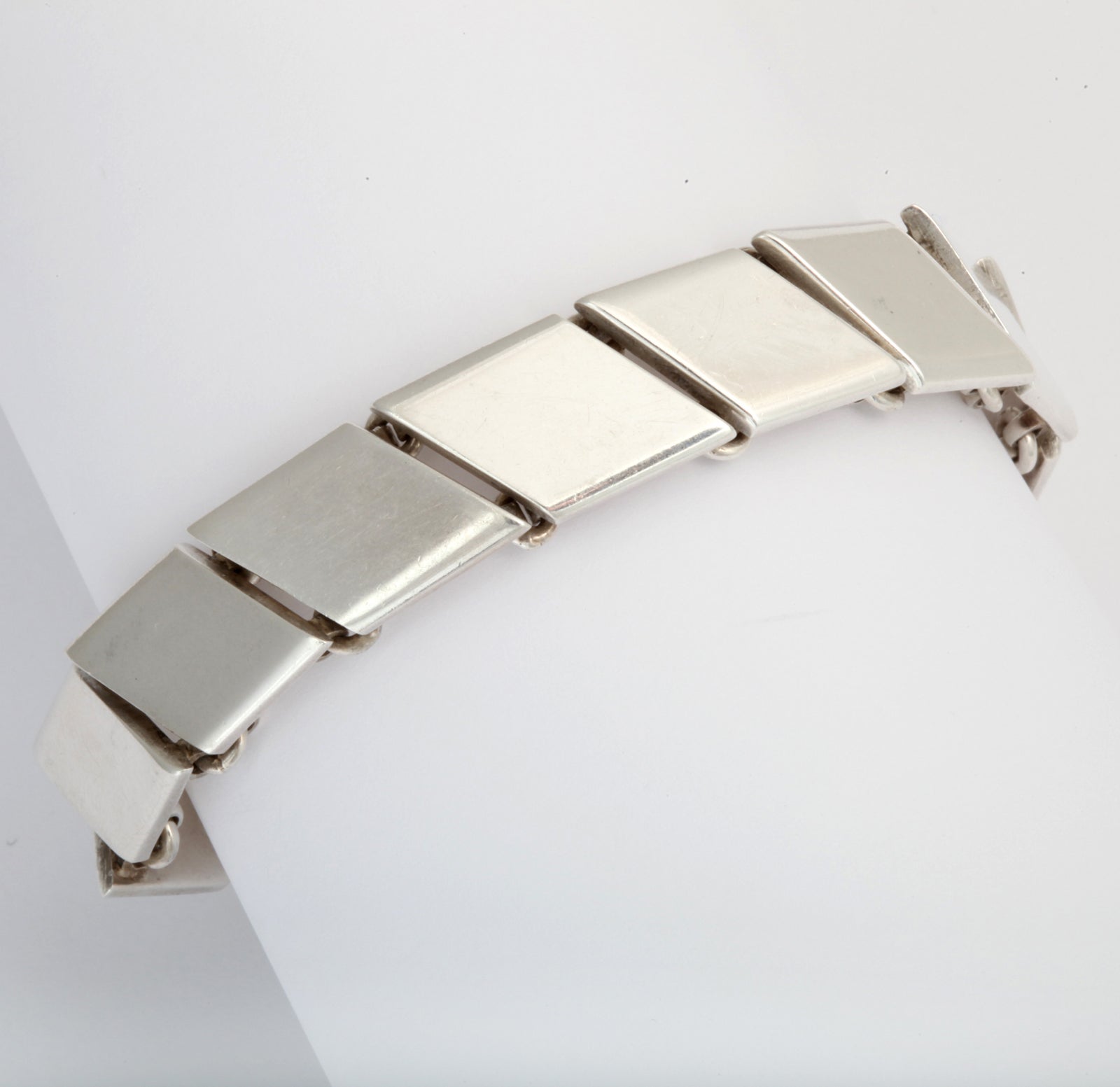 Sterling Silver Segmented Link Bracelet For Sale 3