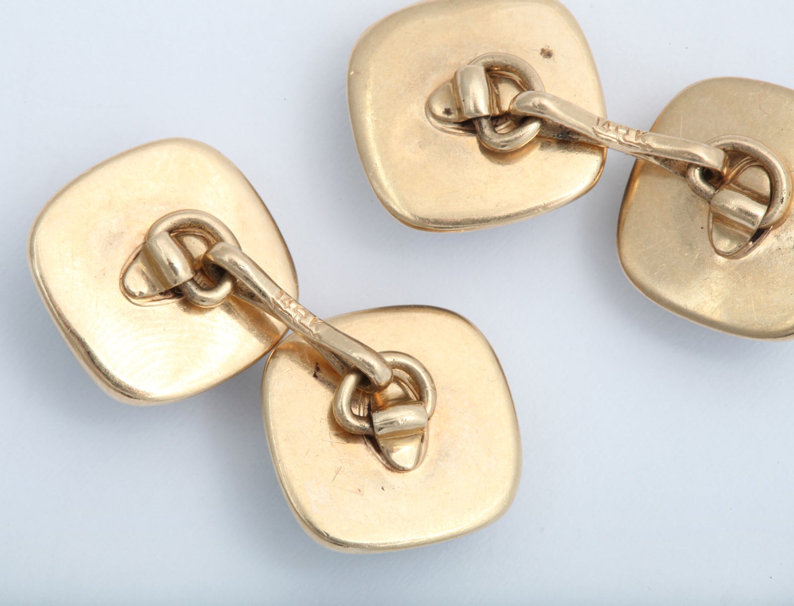 14kt Gold and Faceted Hematite Cuff Links at 1stdibs