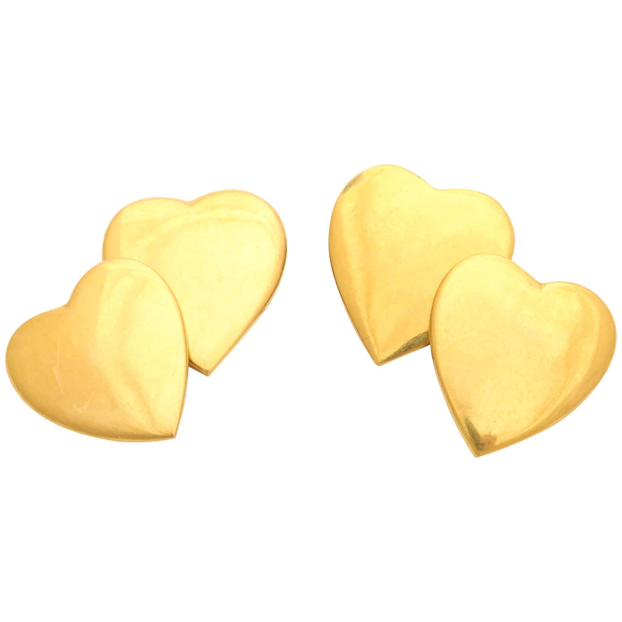 Gold Heart Cufflinks For Sale at 1stDibs