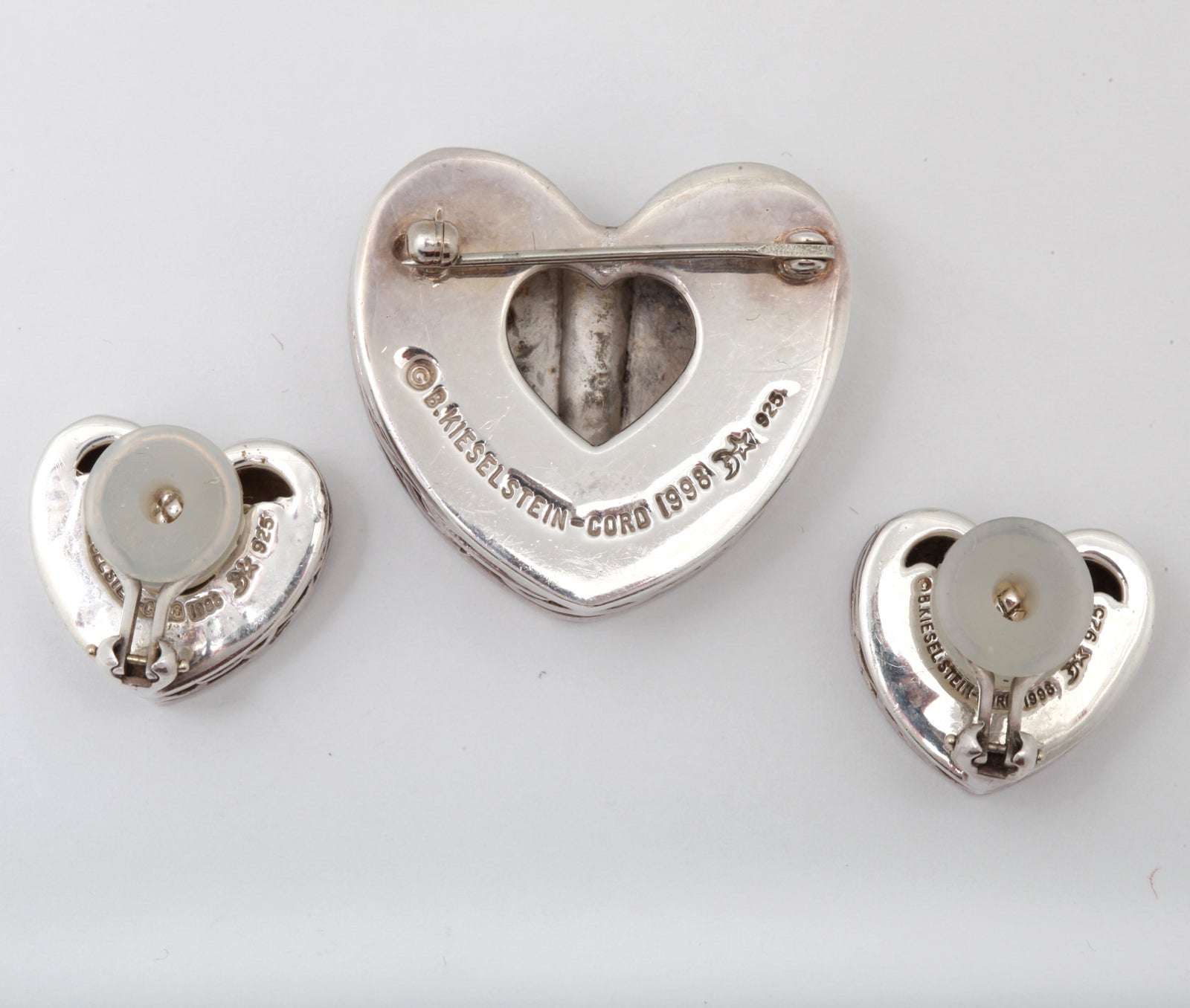 KIESELSTEIN CORD  Silver Heart Set With Diamonds For Sale 1