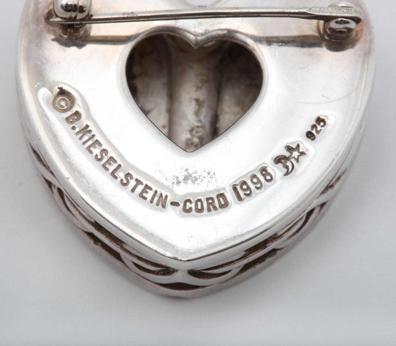 KIESELSTEIN CORD  Silver Heart Set With Diamonds For Sale 2