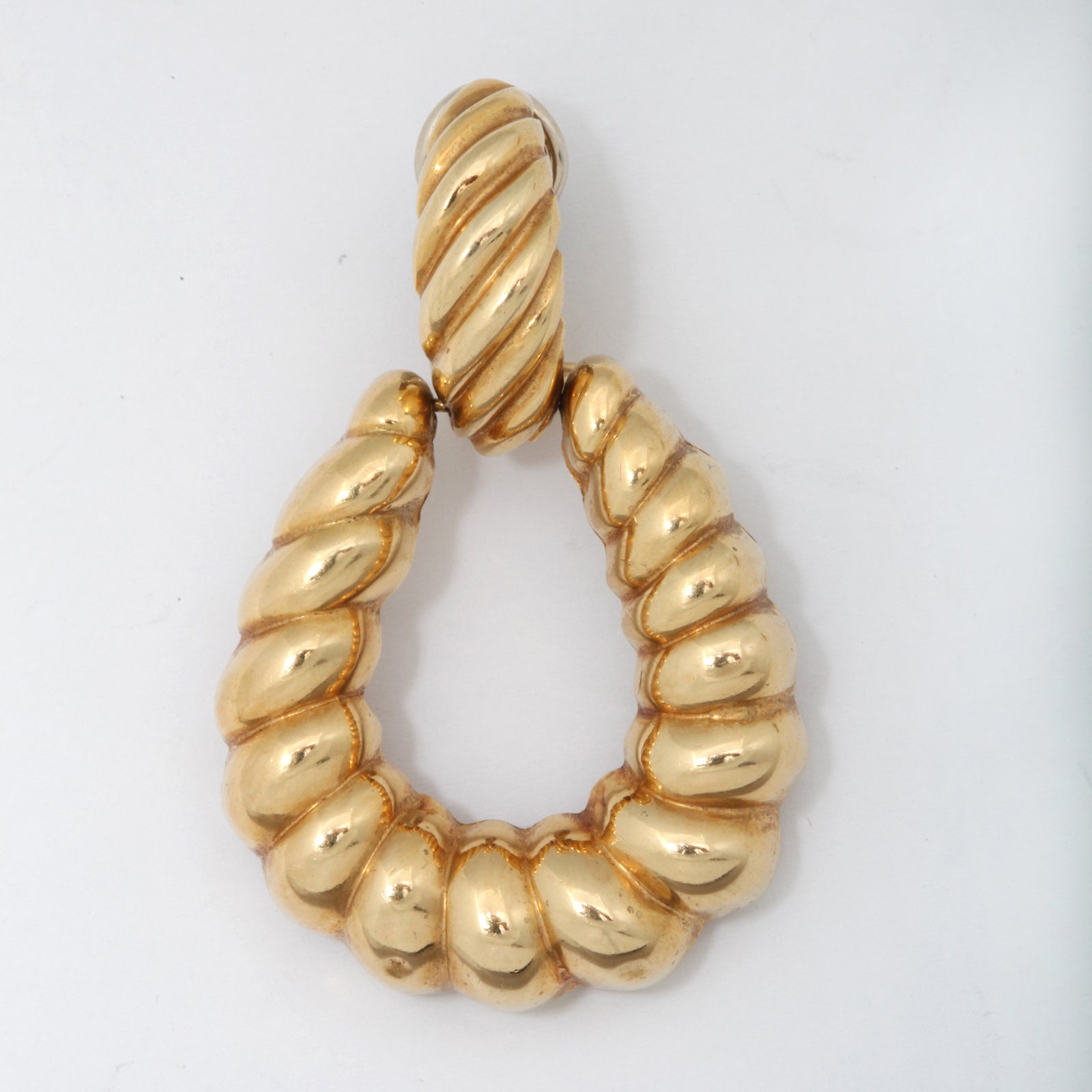 Women's Textured Gold Large Doorknocker Earrings