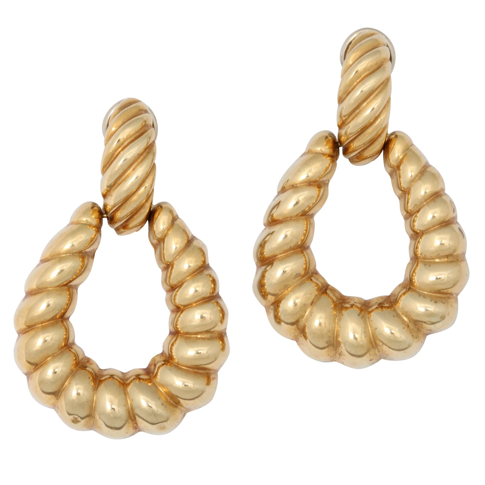 Textured Gold Large Doorknocker Earrings