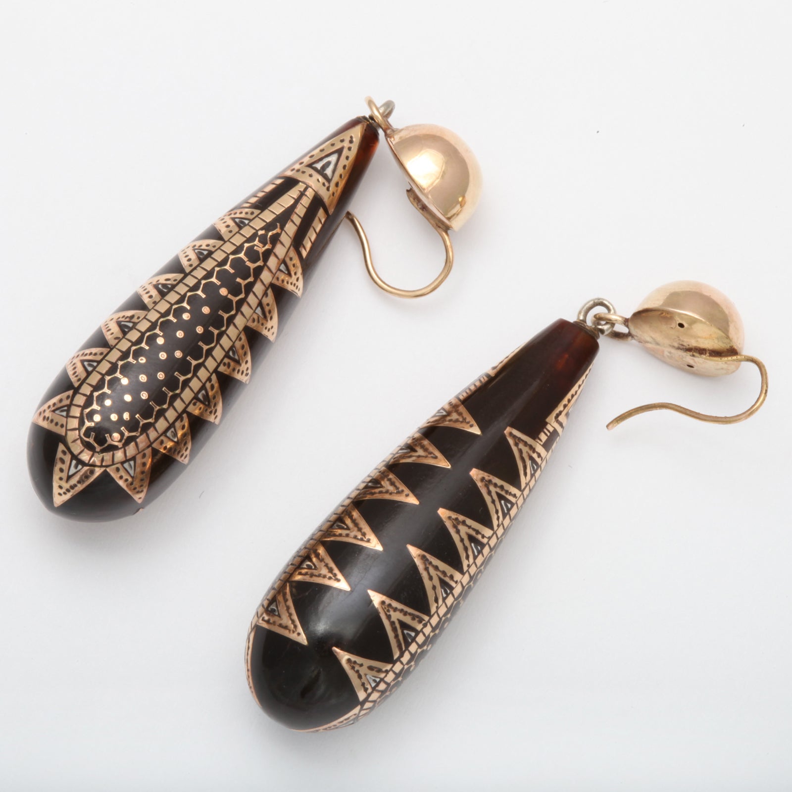 Women's Sophisticated Victorian Gold and Tortoise Shell Earrings