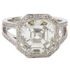 Certified 5.28 Carat Asscher Cut Diamond Engagement Ring