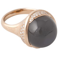 Moonstone Diamond Red Gold Dress Ring