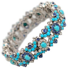 Sapphire Diamond and Turquoise Bracelet