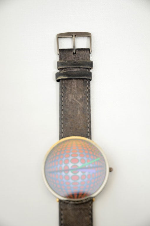 Women's Bulova Op Art Wristwatch Designed by Victor Vasarely circa 1989