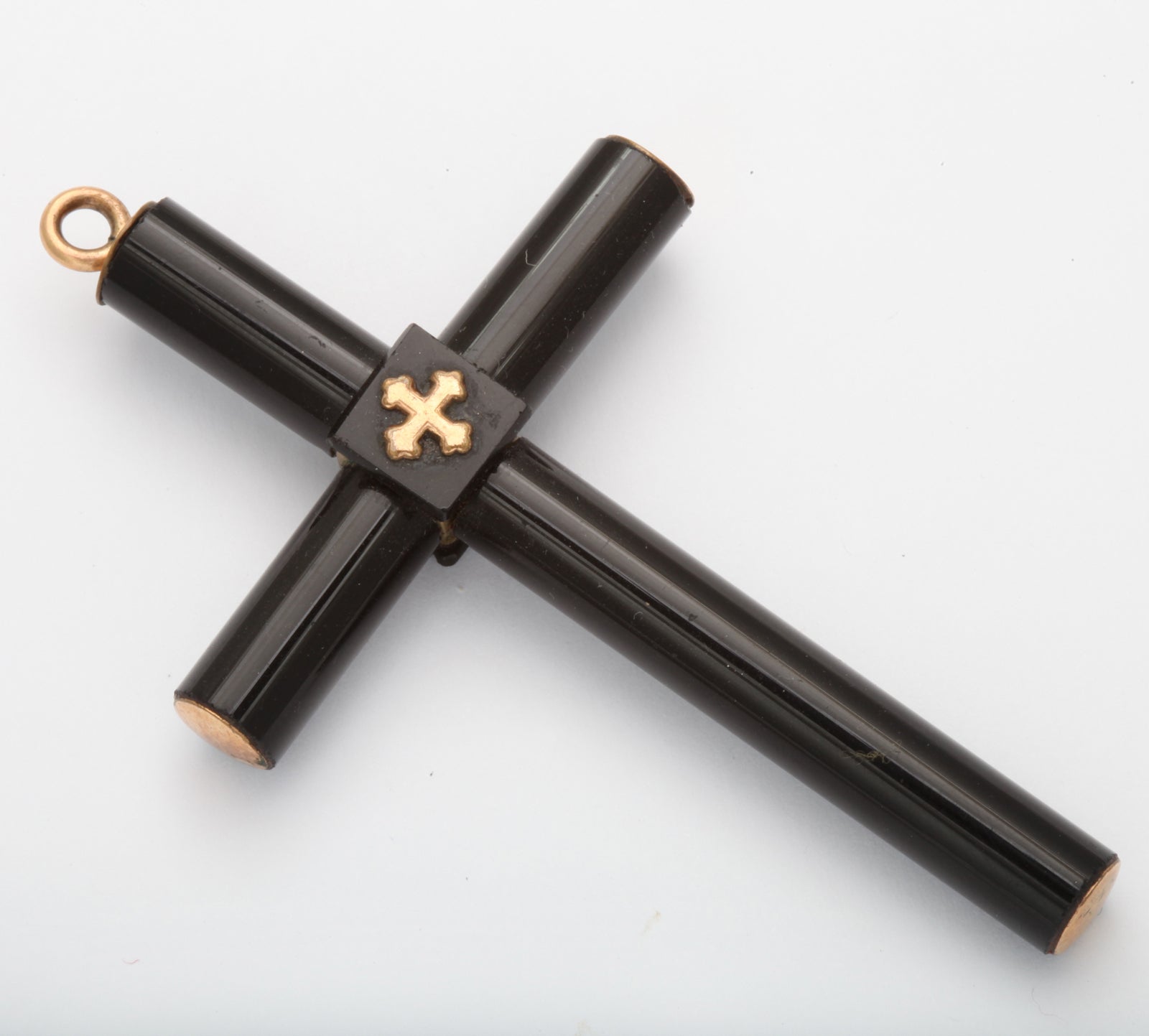 Women's Onyx and Gold 19th C Cross