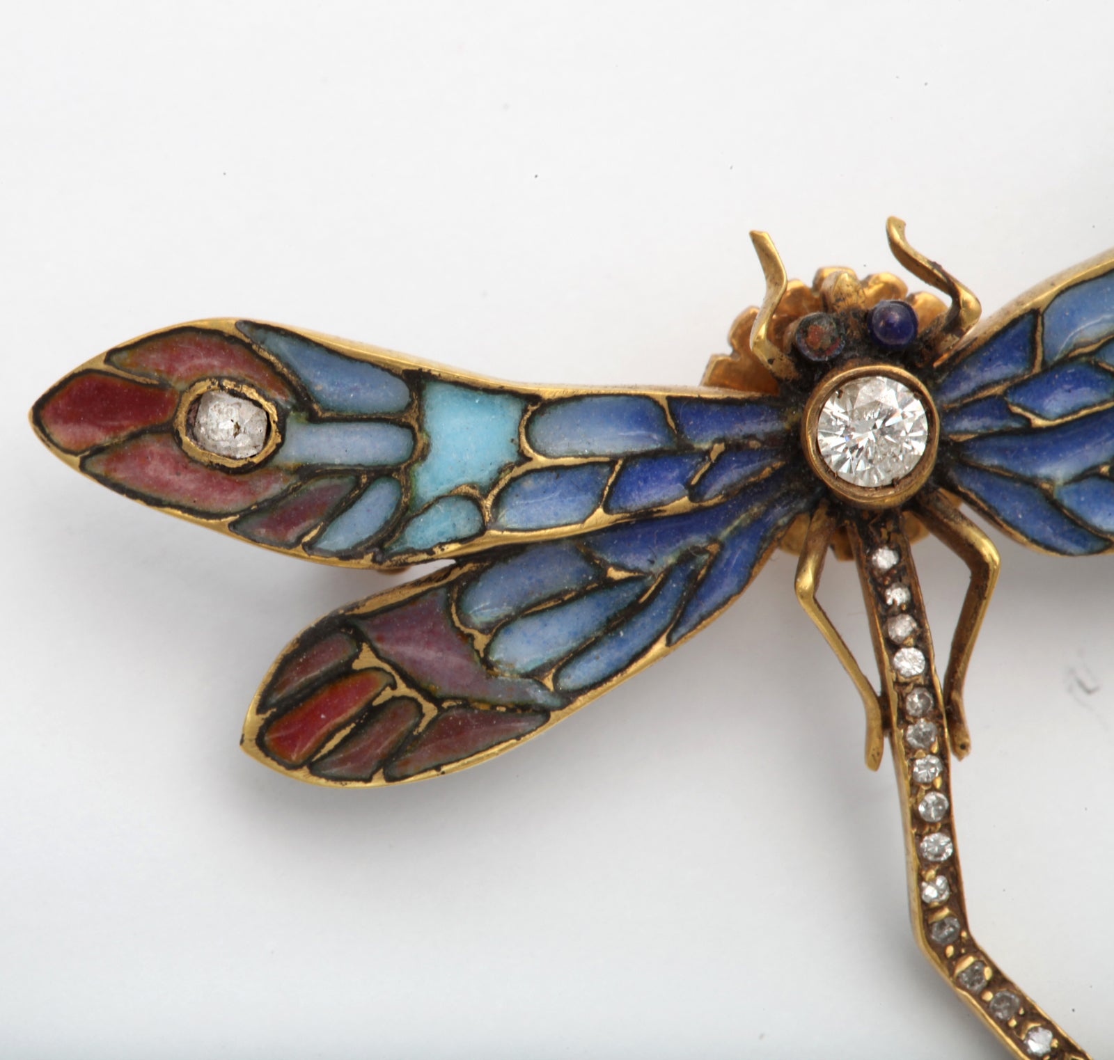 Plique a Jour Gold and Diamond Dragonfly pin 2
