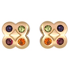 Gold and Multi-Colored Stone Earrings