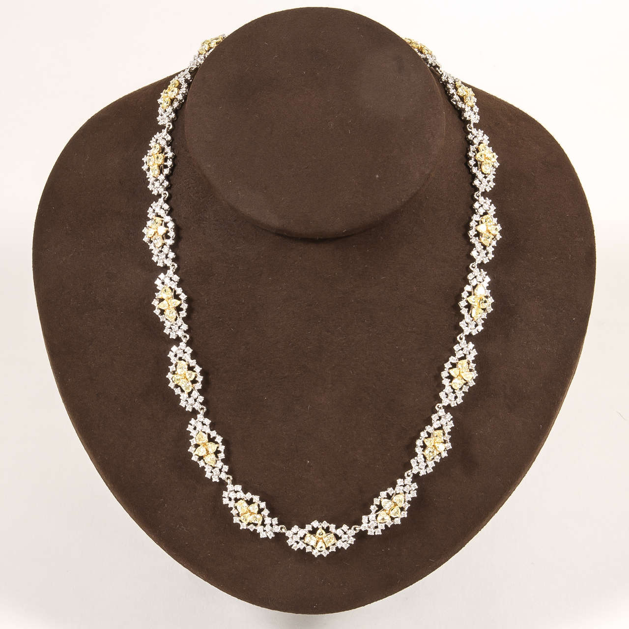 Multishape Yellow and White Diamond Necklace and Earrings Set 1