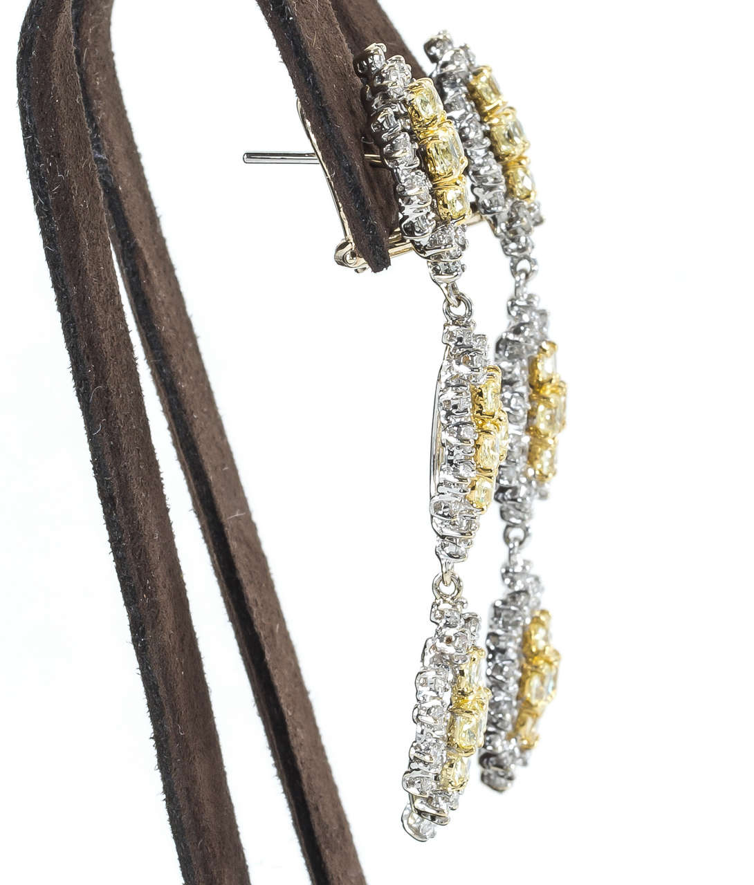 Multishape Yellow and White Diamond Necklace and Earrings Set 4