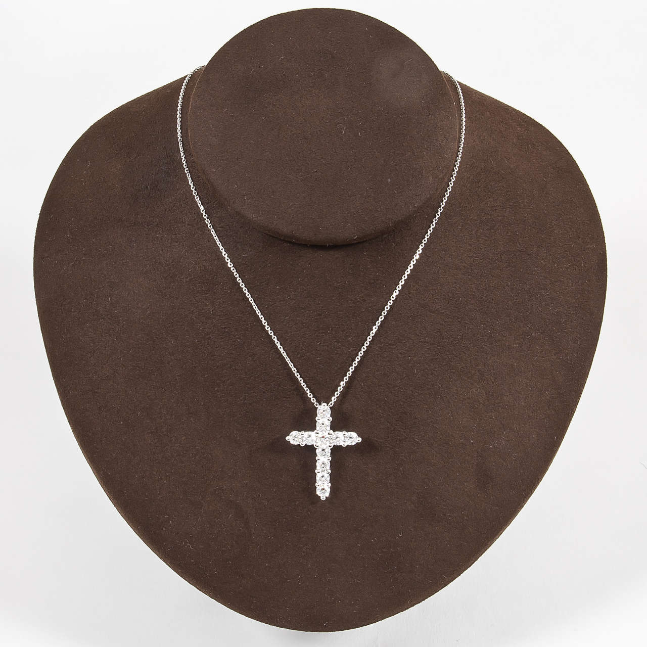 Classic Diamond Cross Pendant on Chain In New Condition For Sale In New York, NY
