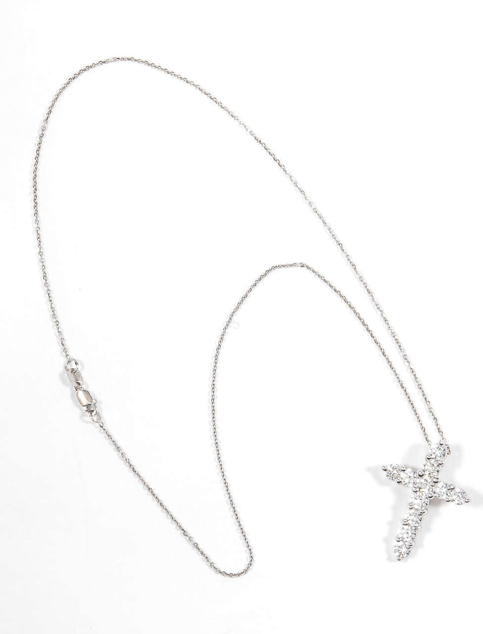 Women's Classic Diamond Cross Pendant on Chain For Sale